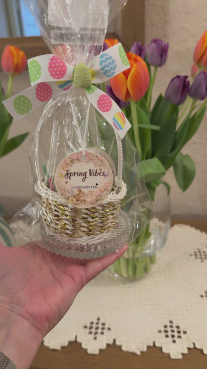 Spring Vibes  - Stripes Egg + Basket + Glass Plate - Gift Set
